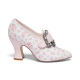 Adelaide Latchet Shoes (Ivory/Pink)