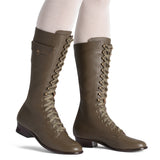 Bessie Vintage Aviator Boots (Olive Green)