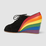 Esme 1930s Wedges Pride Edition (Black/Rainbow)
