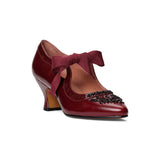 Laurel Beaded Edwardian Shoes Wide (Burgundy/Black)