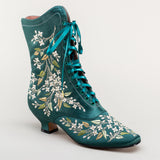 Flora Embroidered Boots (Emerald Green)