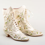 Flora Embroidered Boots (Ivory)