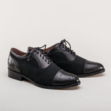 Gladys Vintage Cap Toe Oxfords (Black)