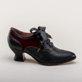 Lucille Edwardian Oxfords (Black/Burgundy)