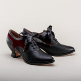 Lucille Edwardian Oxfords (Black/Burgundy)